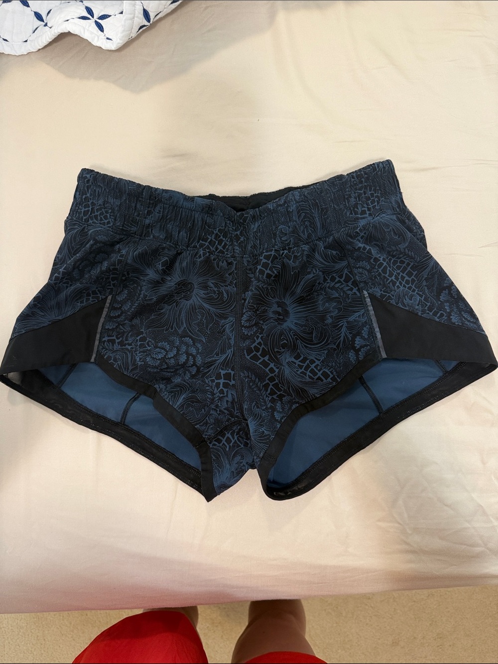 lululemon athletica Navy Blue Floral Athletic Shorts